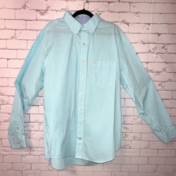 IZOD Men's Light Blue Checkered Shirt Size Xl Long Sleeve Classic Spring Office - Picture 2 of 4
